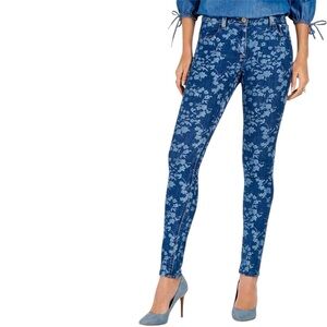 VOLCOM Railed Stretch Blue Floral Denim Legging Jeggings Skinny Jeans